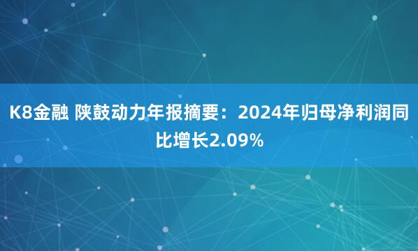K8金融 陕鼓动力年报摘要：2024年归母净利润同比增长2.09%